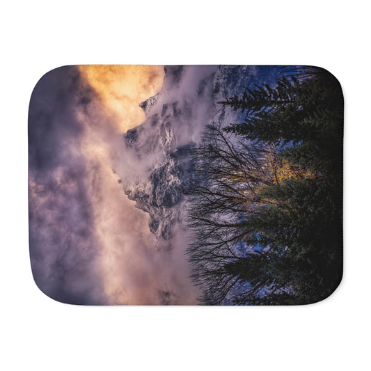 "BACKLIT GRAND" GRAND TETONS - SHERPA BLANKET