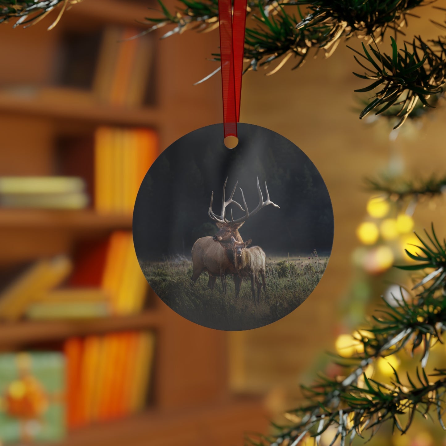 "GENERATIONS" Bull Elk - Metal Christmas Tree Ornament