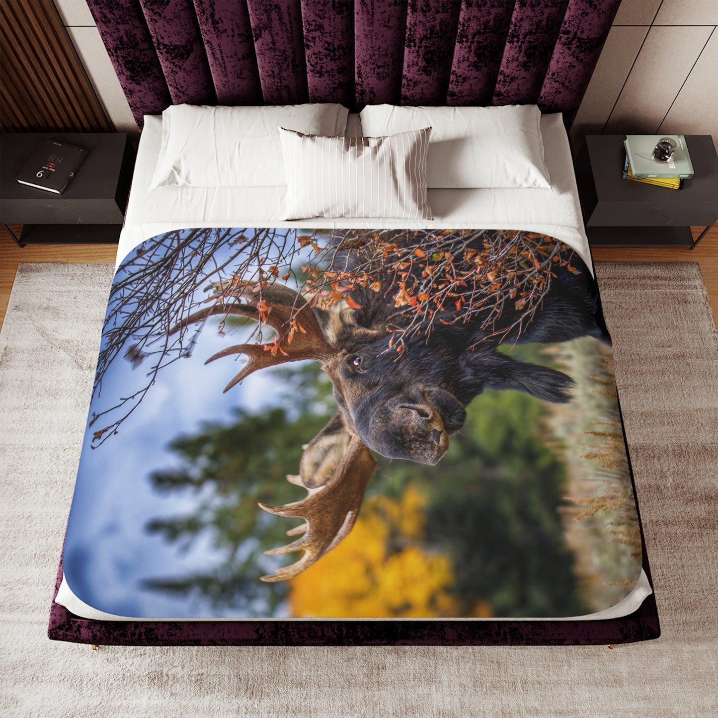 "PEEK A MOOSE" BULL MOOSE - SHERPA BLANKET