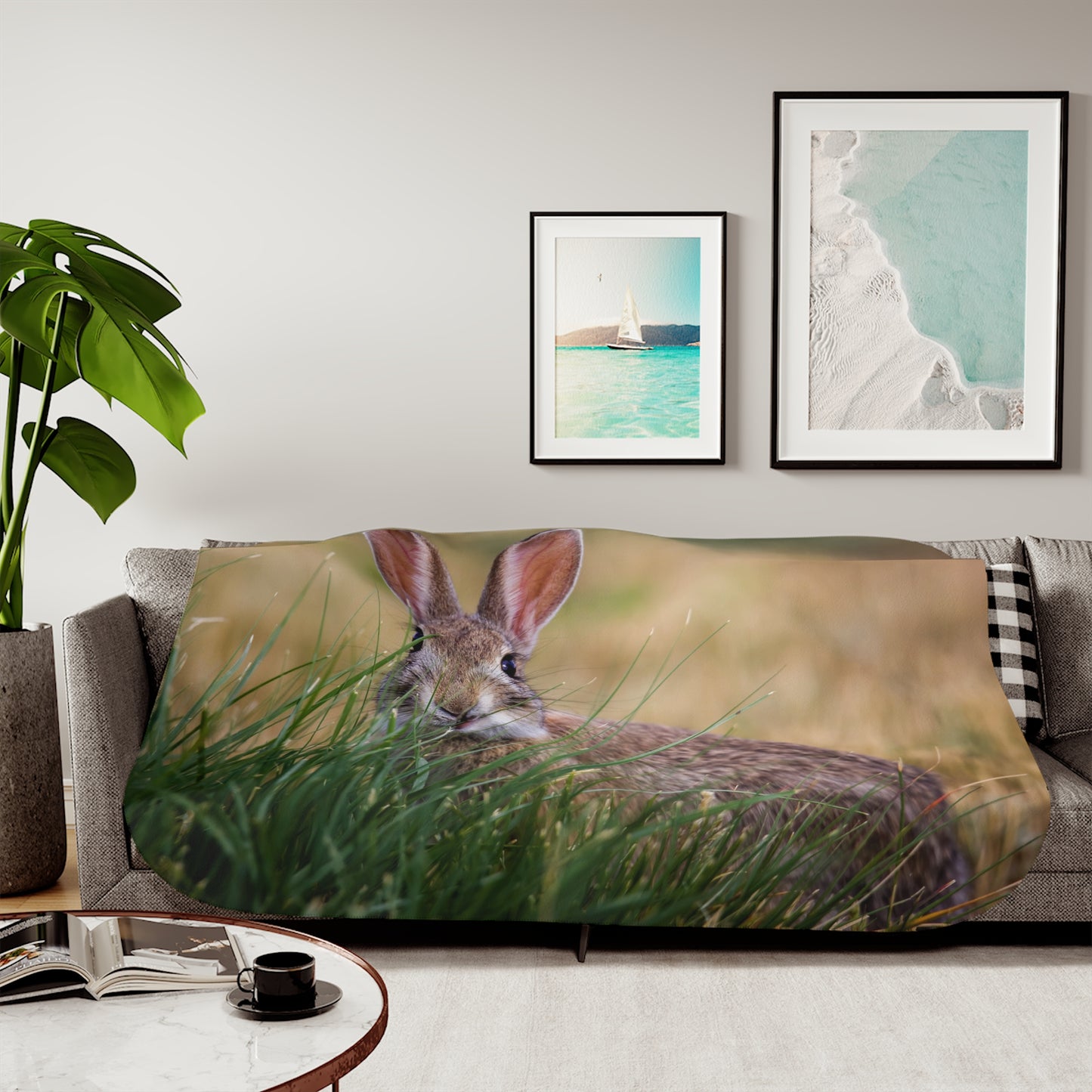 "FUNNY FACE" COTTONTAIL BUNNY - SHERPA BLANKET