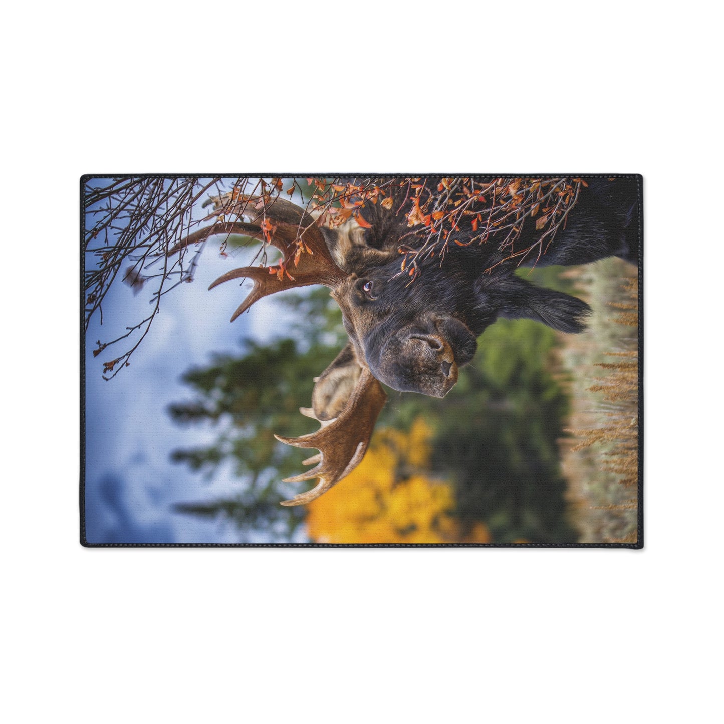 "PEEK A MOOSE" Heavy Duty Indoor Outdoor Floor Mat Photo Rug