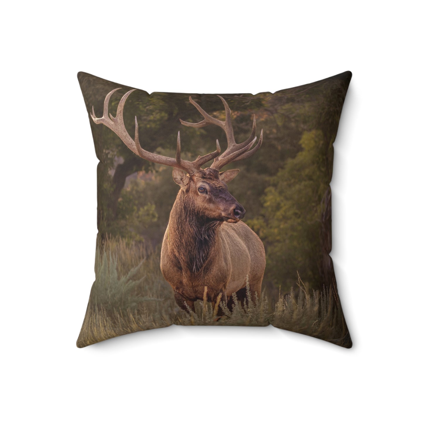 "BRANCHED" Bull Elk Photo Pillow