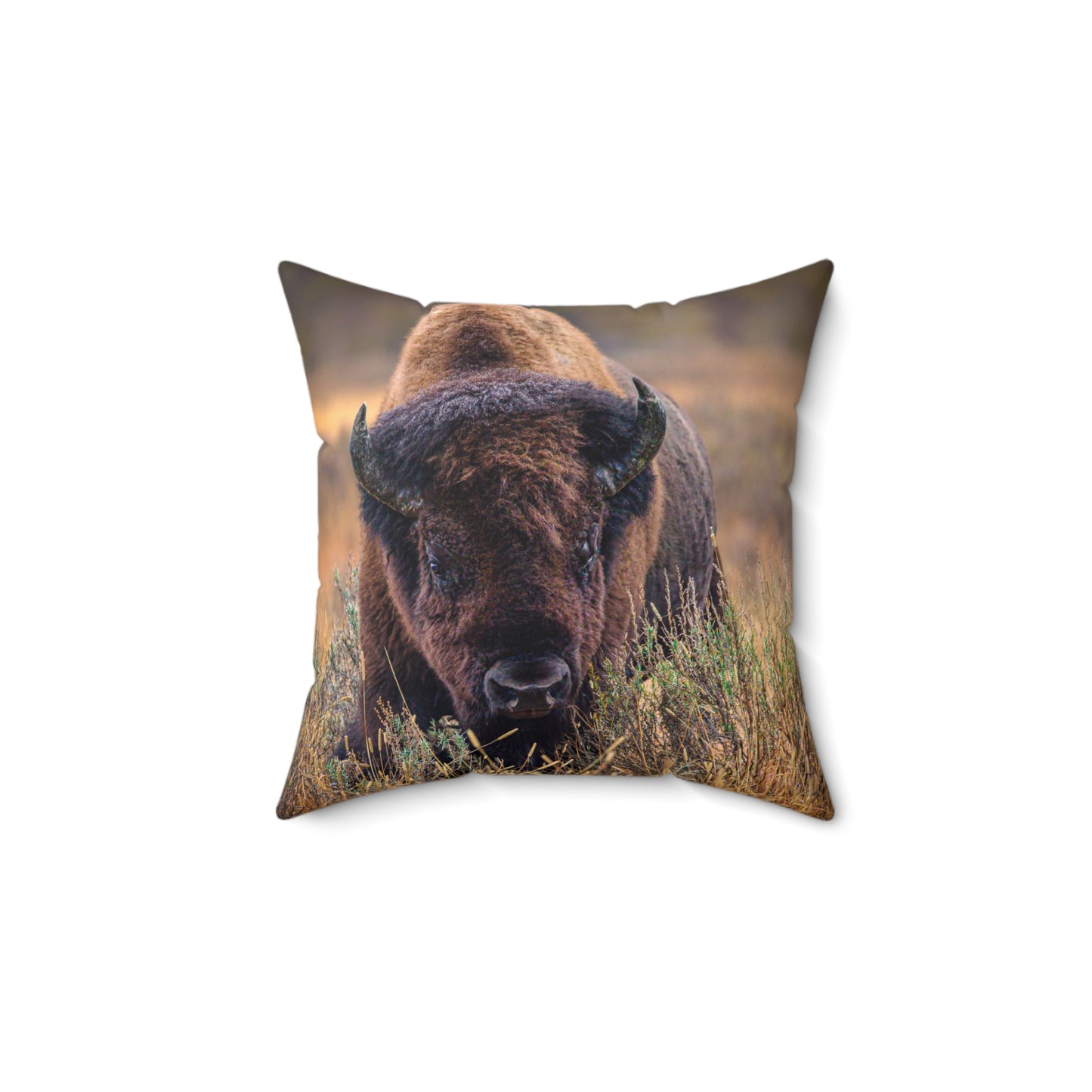 "MISTY MORNING" Bison Photo Pillow