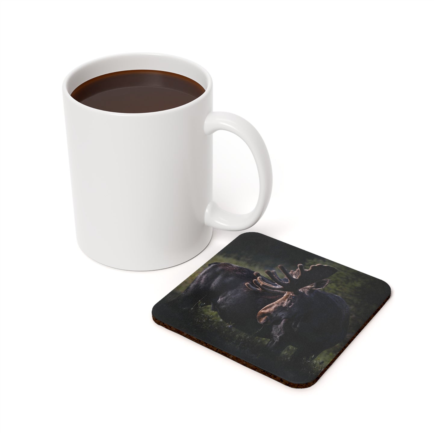 "VELVET HIGHLIGHTS" Bull Moose Photo Coaster