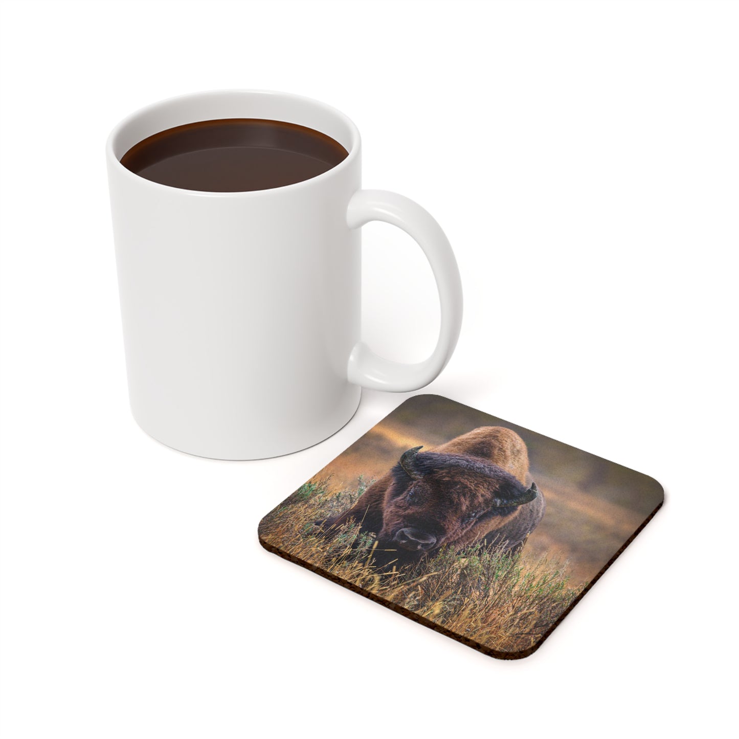 "MISTY MORNING" Bison Photo Coaster