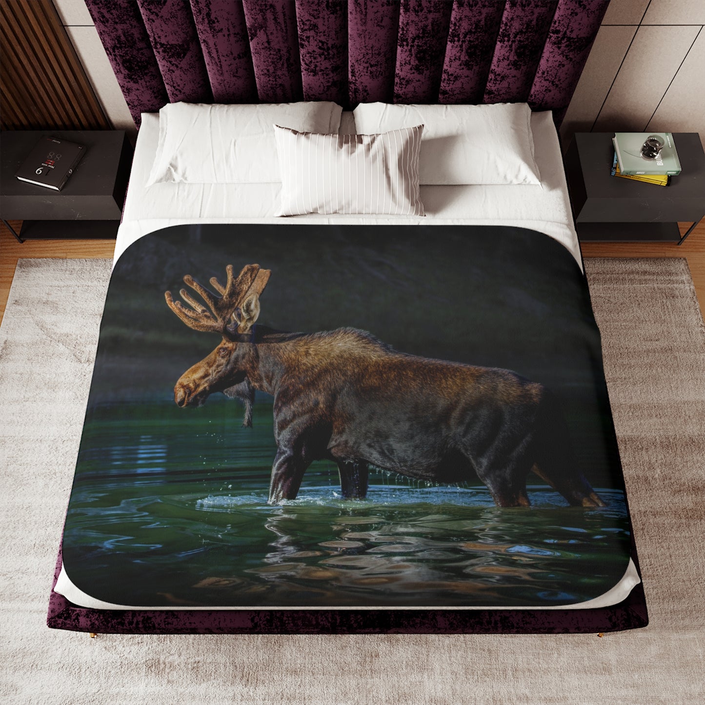 "SPOTLIGHT" BULL MOOSE - SHERPA BLANKET