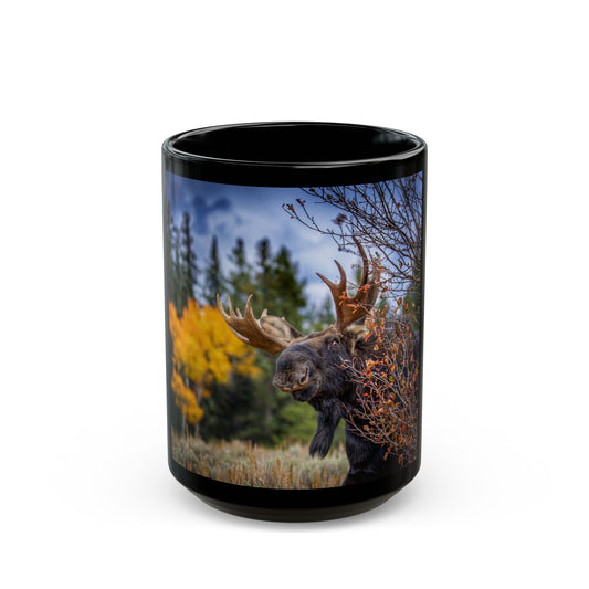 PEEK A MOOSE 15oz Black Mug