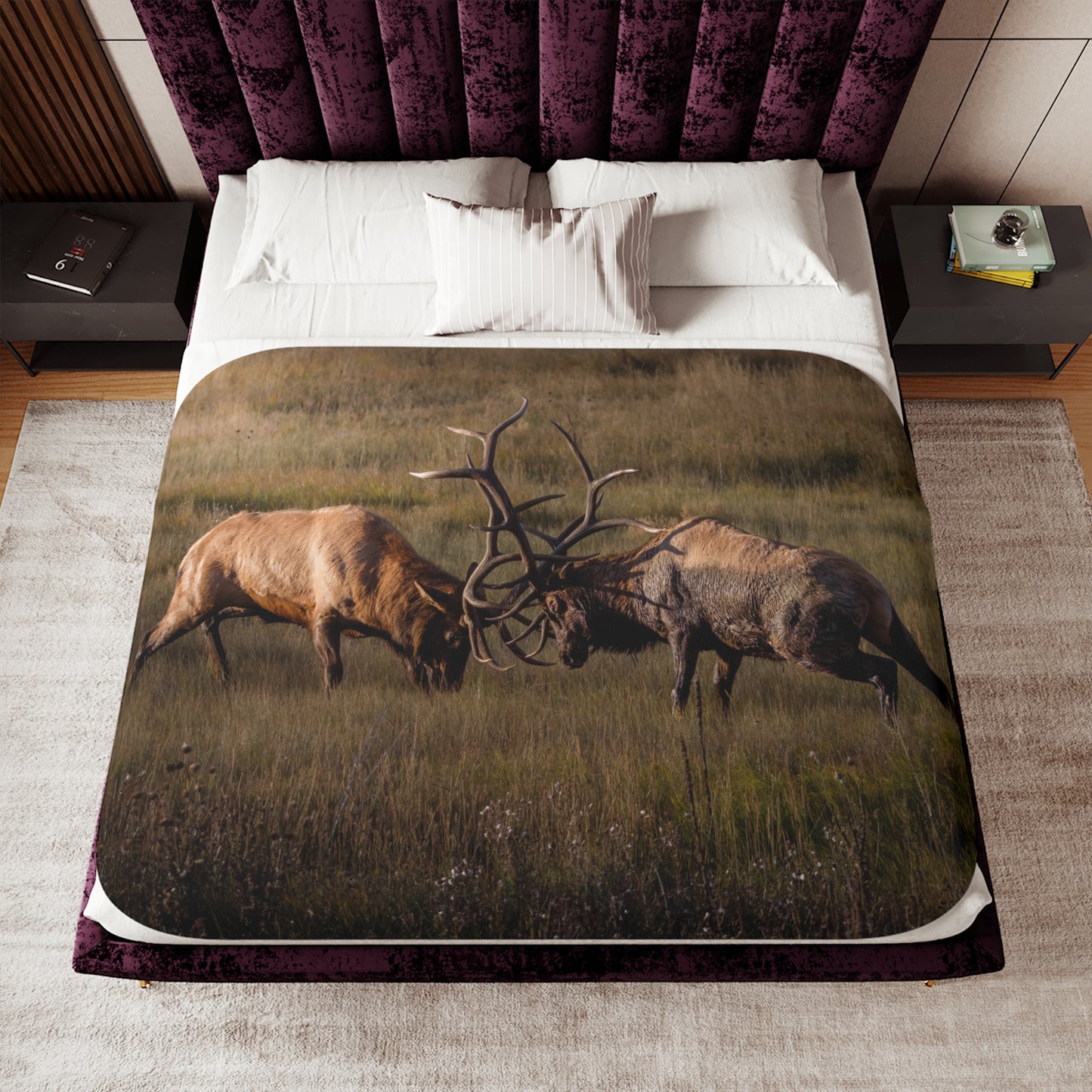 "LOCKED IN LIGHT" BULL ELK - SHERPA BLANKET