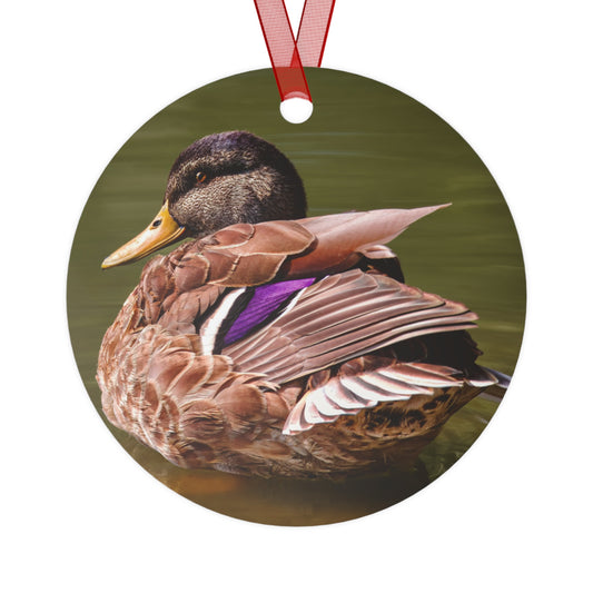 "SETTING COLOR" Duck - Metal Christmas Tree Ornament