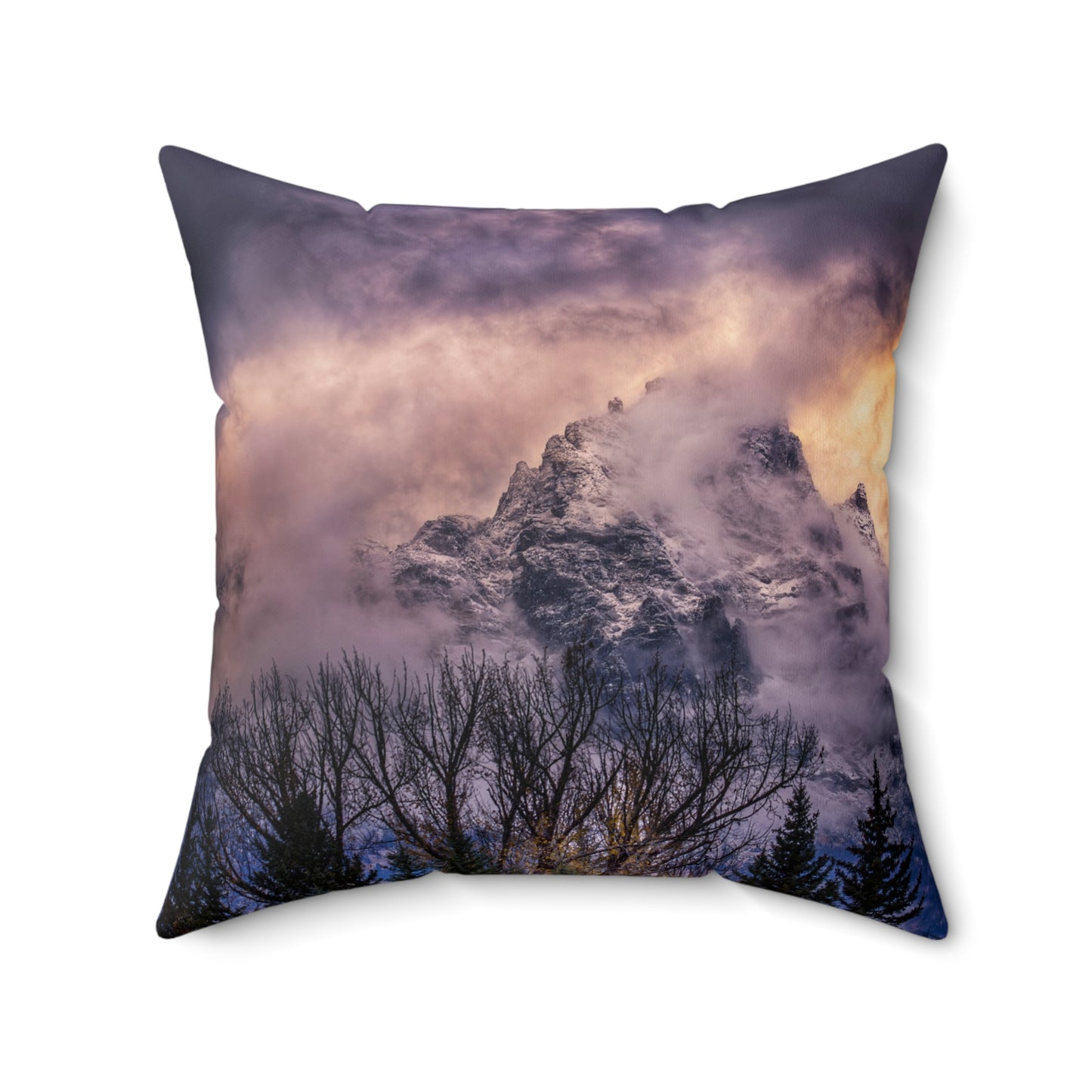 "BACKLIT GRAND" Grand Tetons Photo Pillow