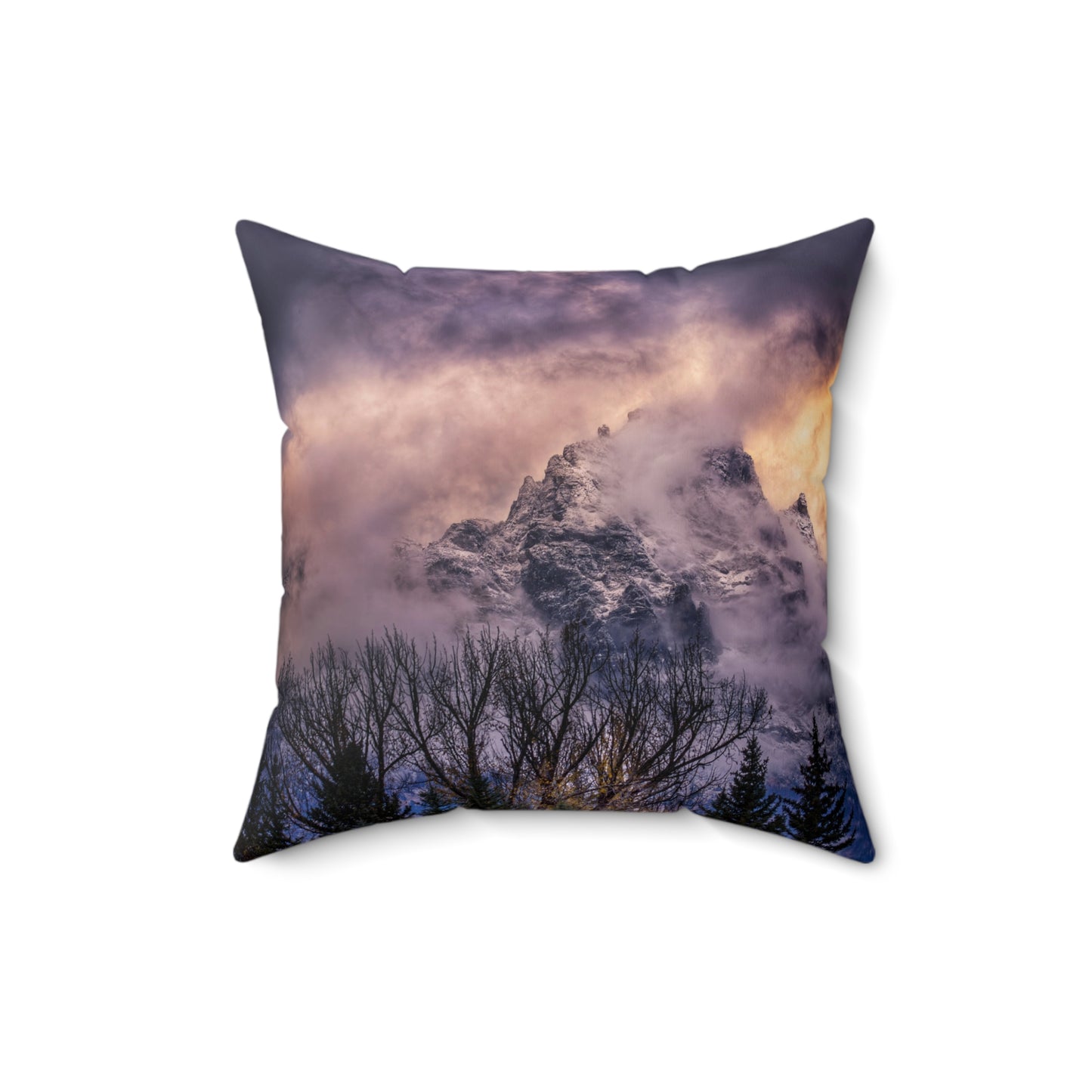 "BACKLIT GRAND" Grand Tetons Photo Pillow