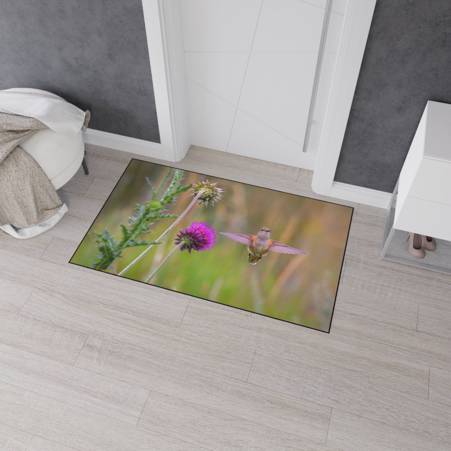 "THISTLE WINGS" Heavy Duty Indoor Outdoor Floor Mat Photo Rug