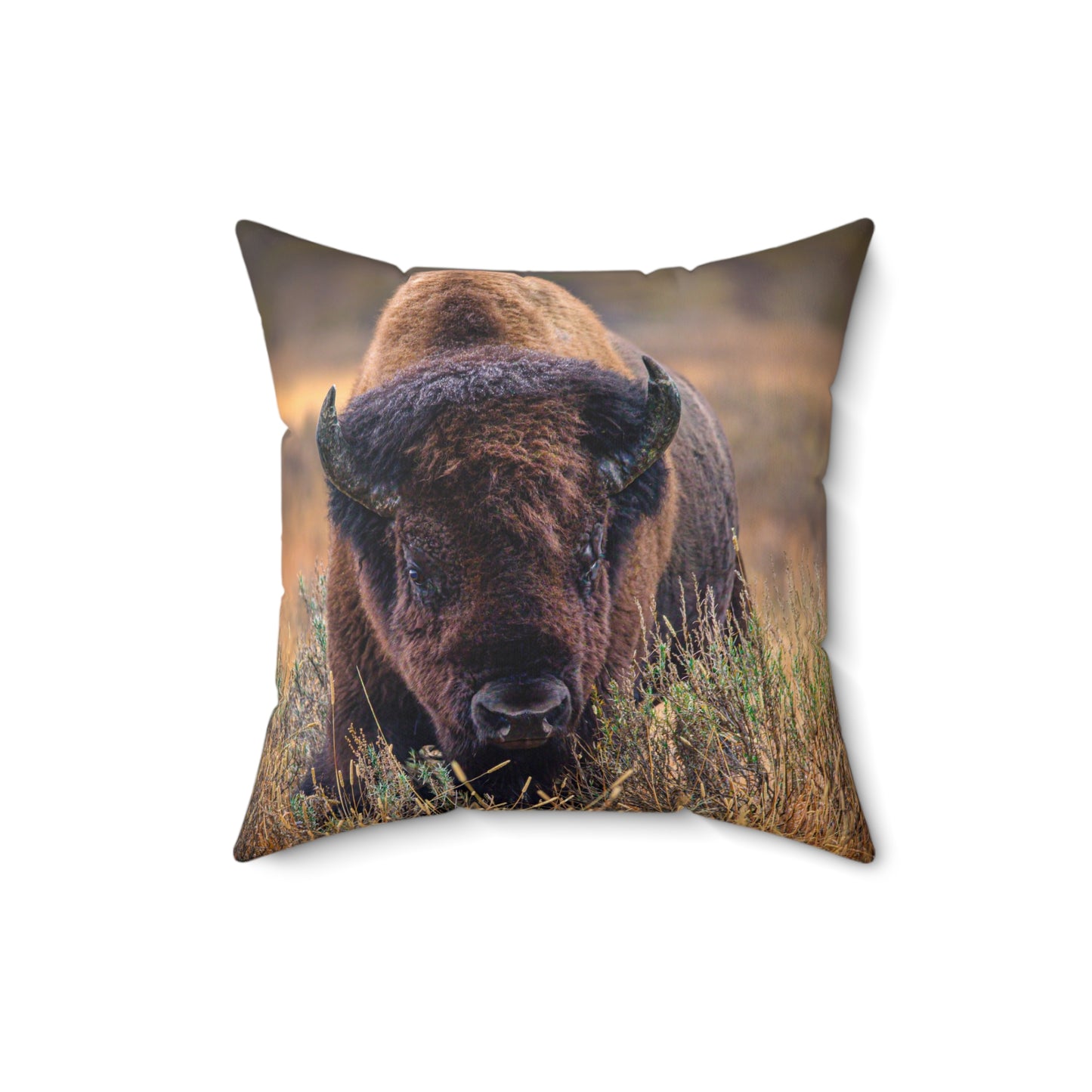 "MISTY MORNING" Bison Photo Pillow