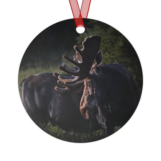 "VELVET HIGHLIGHTS" Bull Moose - Metal Christmas Tree Ornament