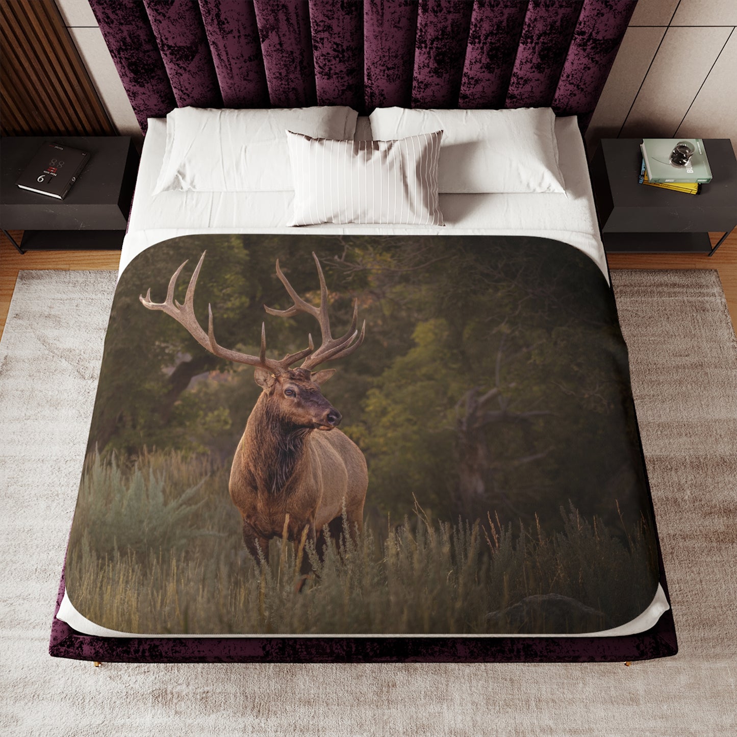 "BRANCHED" BULL ELK - SHERPA BLANKET