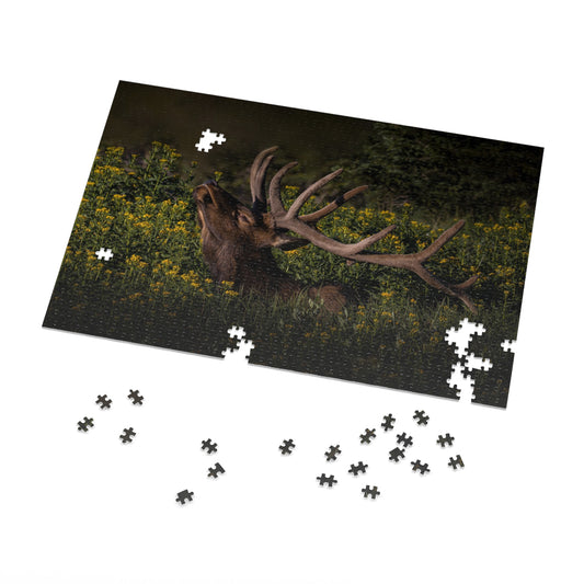 "WILDFLOWER SUNBATH" BULL ELK - PUZZLE