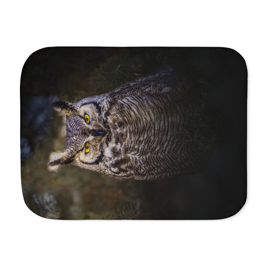 "OLD SOUL" GREAT HORNED OWL - SHERPA BLANKET