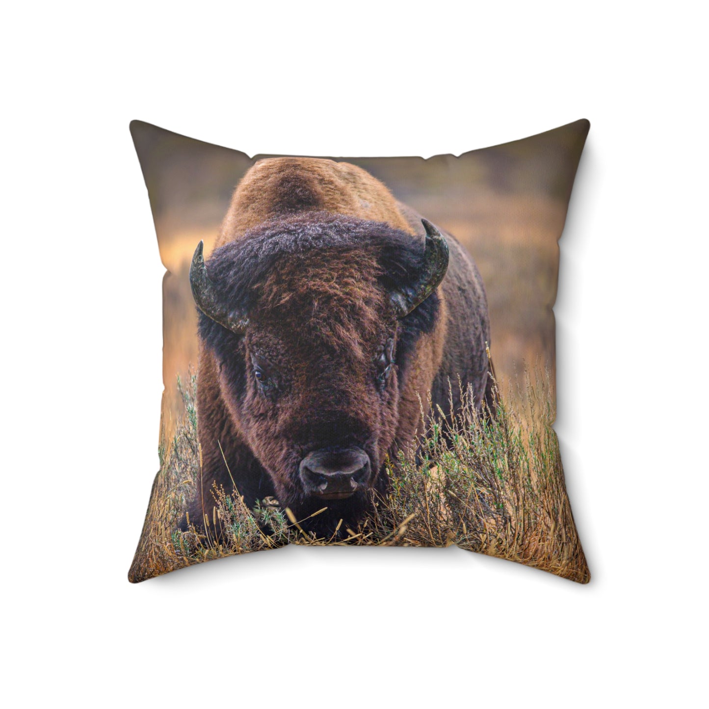 "MISTY MORNING" Bison Photo Pillow