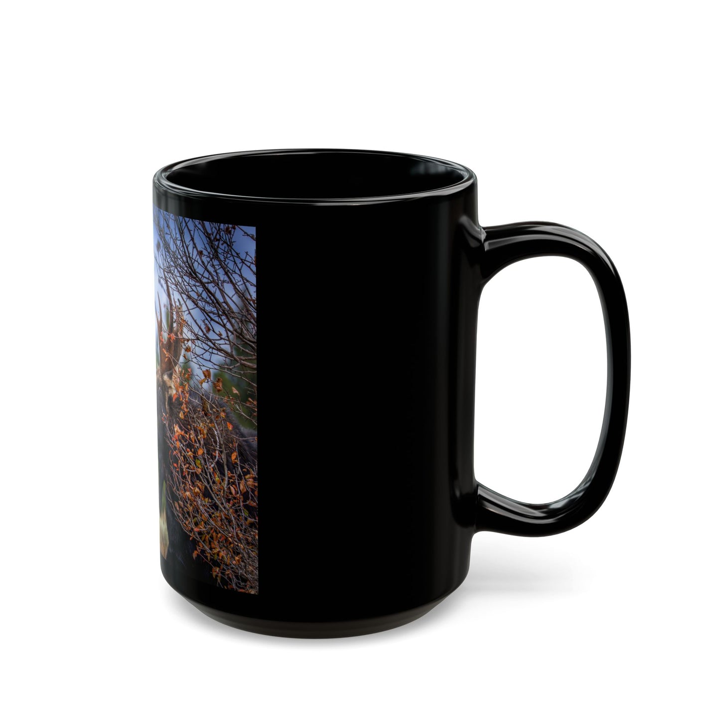 PEEK A MOOSE 15oz Black Mug