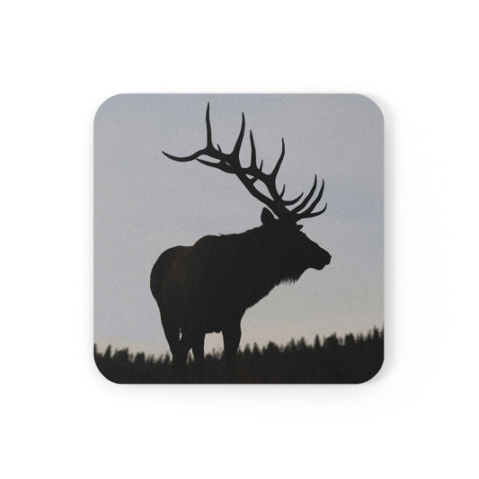 "SILHOUETTE" Bull Elk Photo Coaster