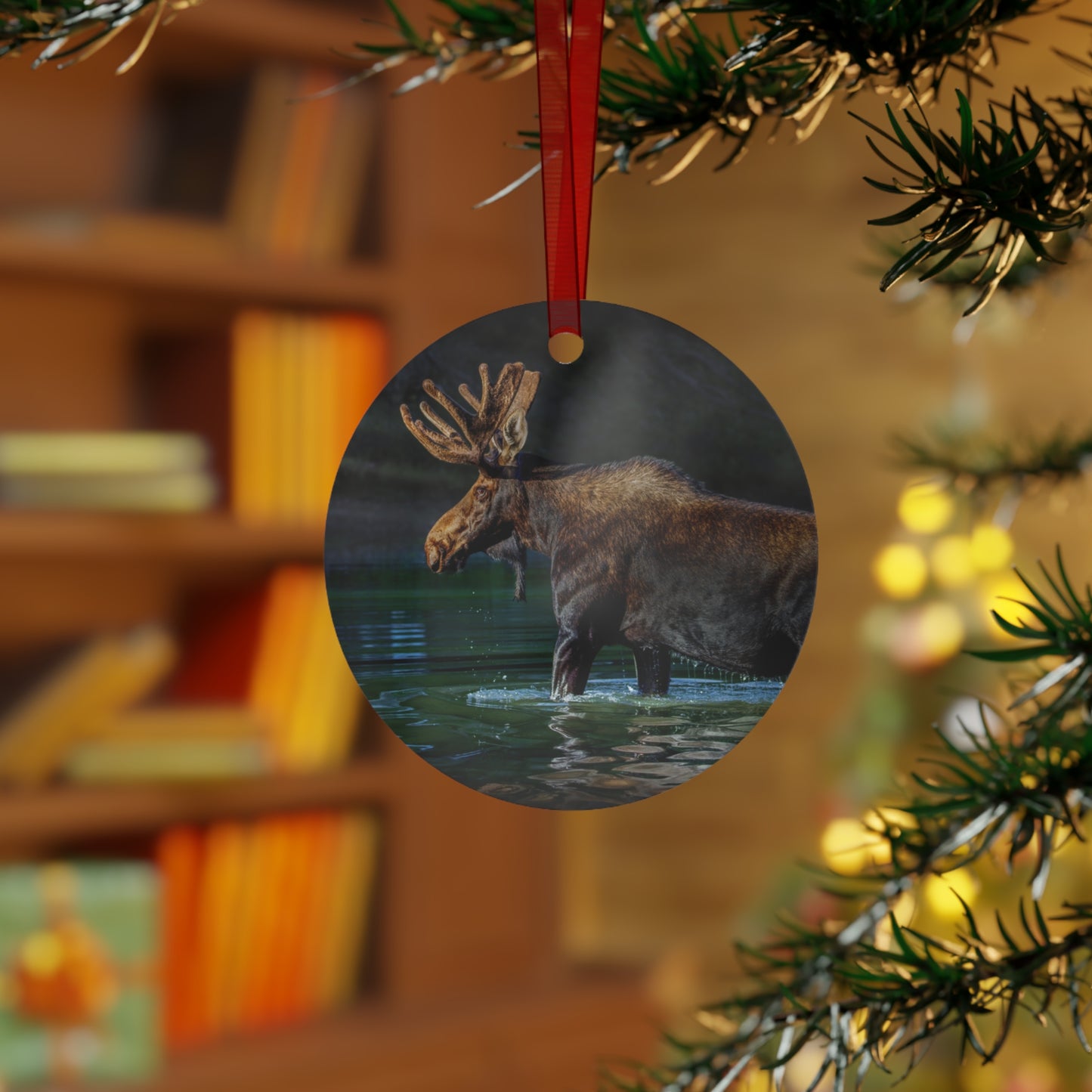 "SPOTLIGHT" Bull Moose - Metal Christmas Tree Ornament