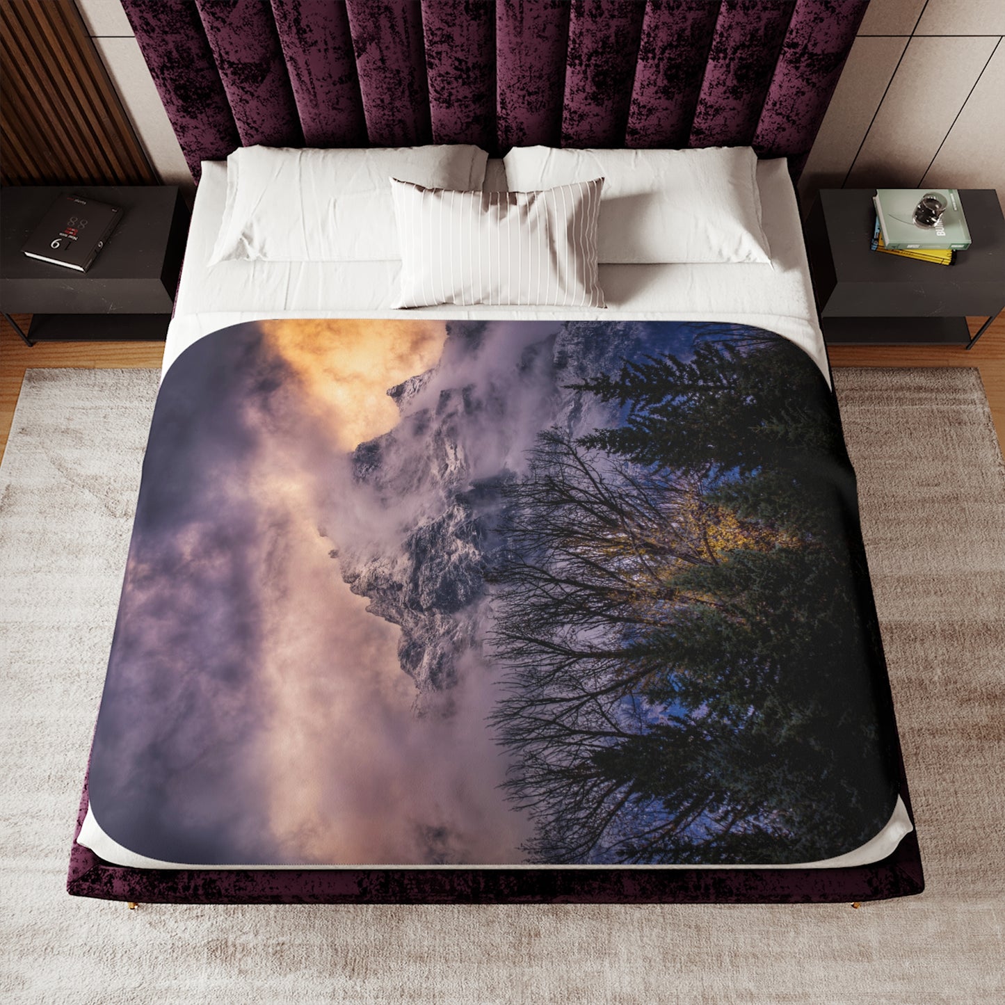 "BACKLIT GRAND" GRAND TETONS - SHERPA BLANKET