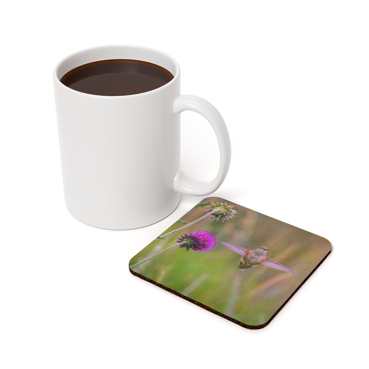 "THISTLE WINGS" Hummingbird Photo Coaster