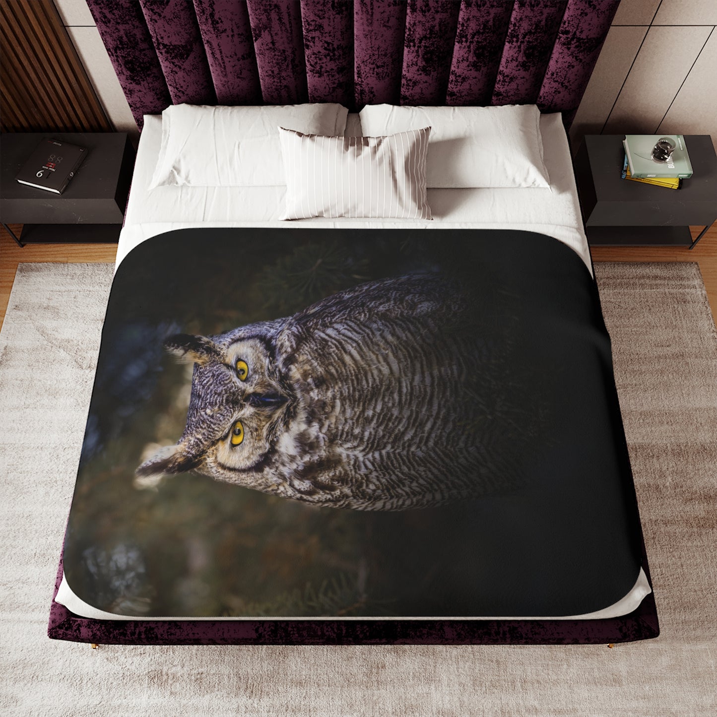 "OLD SOUL" GREAT HORNED OWL - SHERPA BLANKET