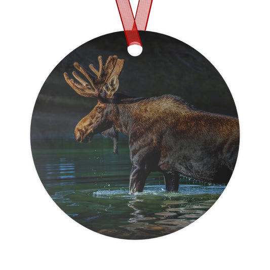 "SPOTLIGHT" Bull Moose - Metal Christmas Tree Ornament