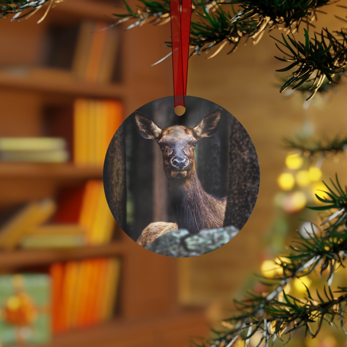 "Lady of the Woods" Cow Elk - Metal Christmas Tree Ornament