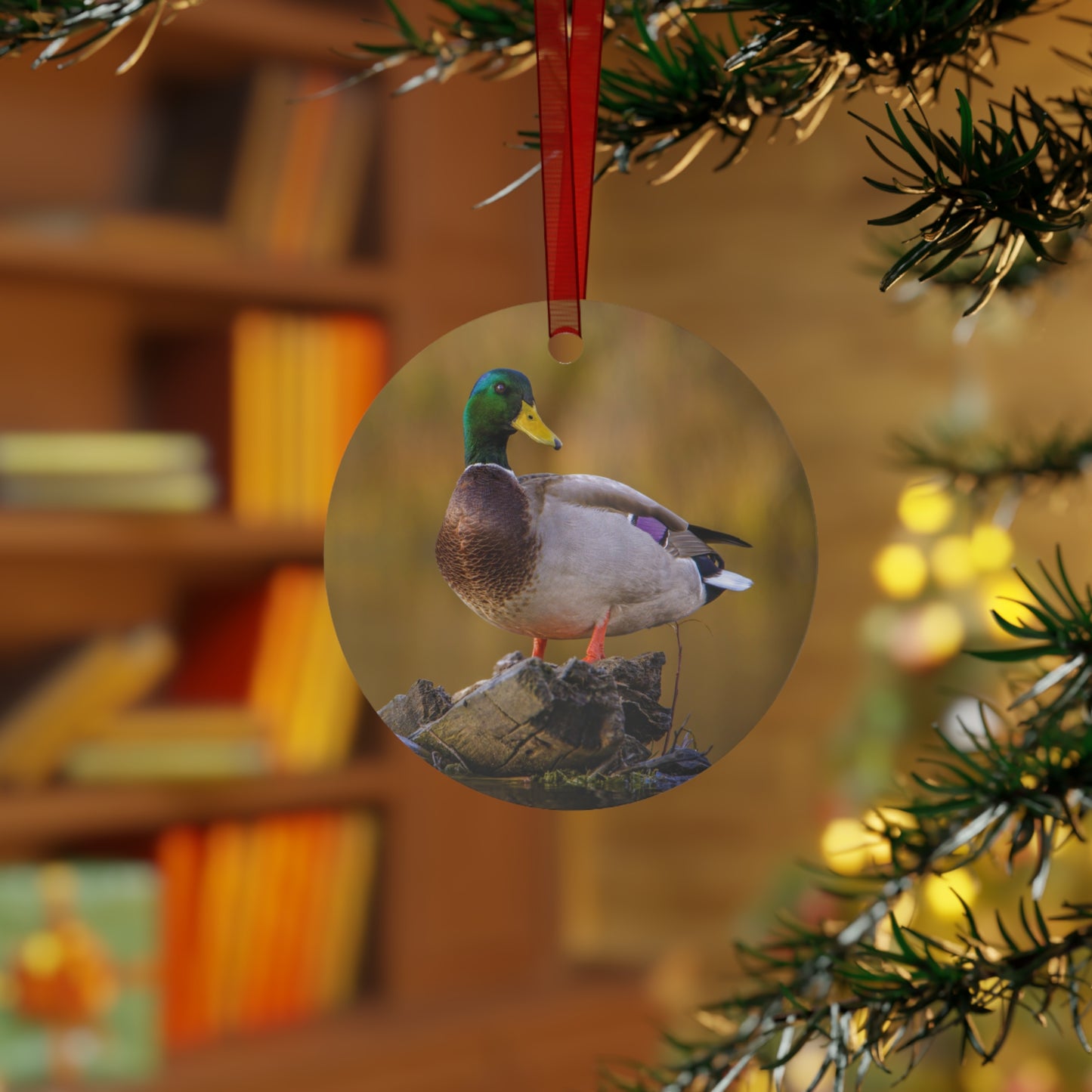 "SNAKE RIVER DRAKE" Mallard Duck - Metal Christmas Tree Ornament