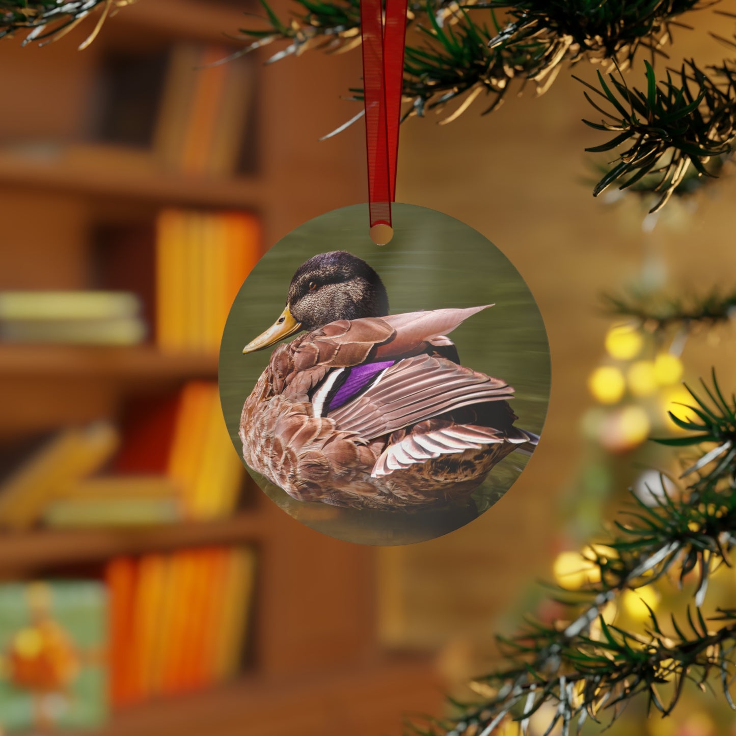 "SETTING COLOR" Duck - Metal Christmas Tree Ornament