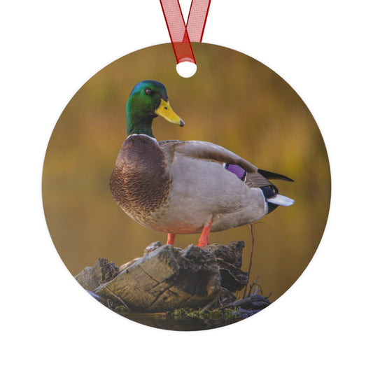 "SNAKE RIVER DRAKE" Mallard Duck - Metal Christmas Tree Ornament