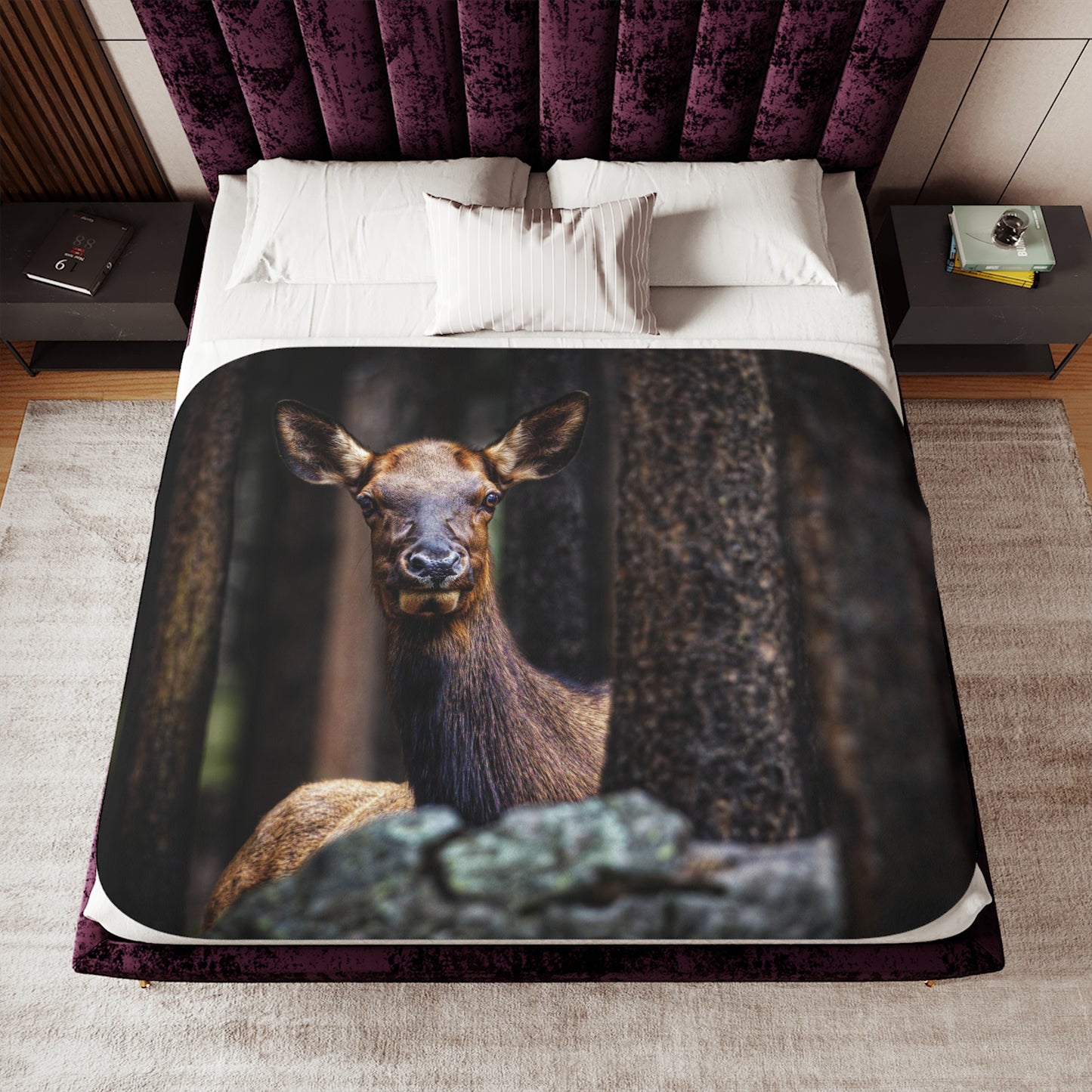 "LADY OF THE WOODS" COW ELK - SHERPA BLANKET