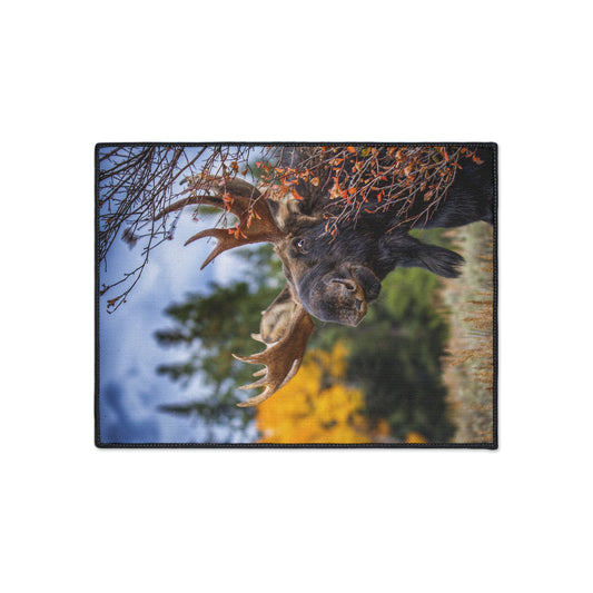 "PEEK A MOOSE" Heavy Duty Indoor Outdoor Floor Mat Photo Rug