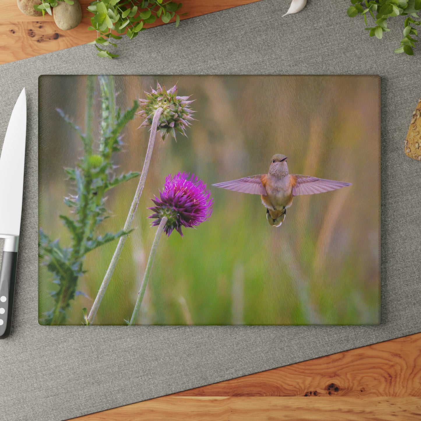 THISTLE WINGS Glass Cutting Board