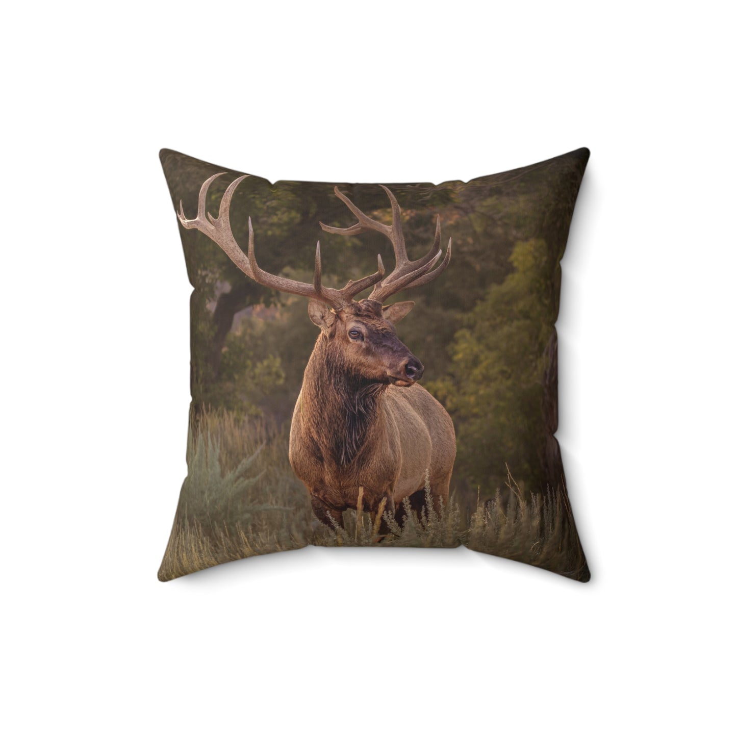 "BRANCHED" Bull Elk Photo Pillow