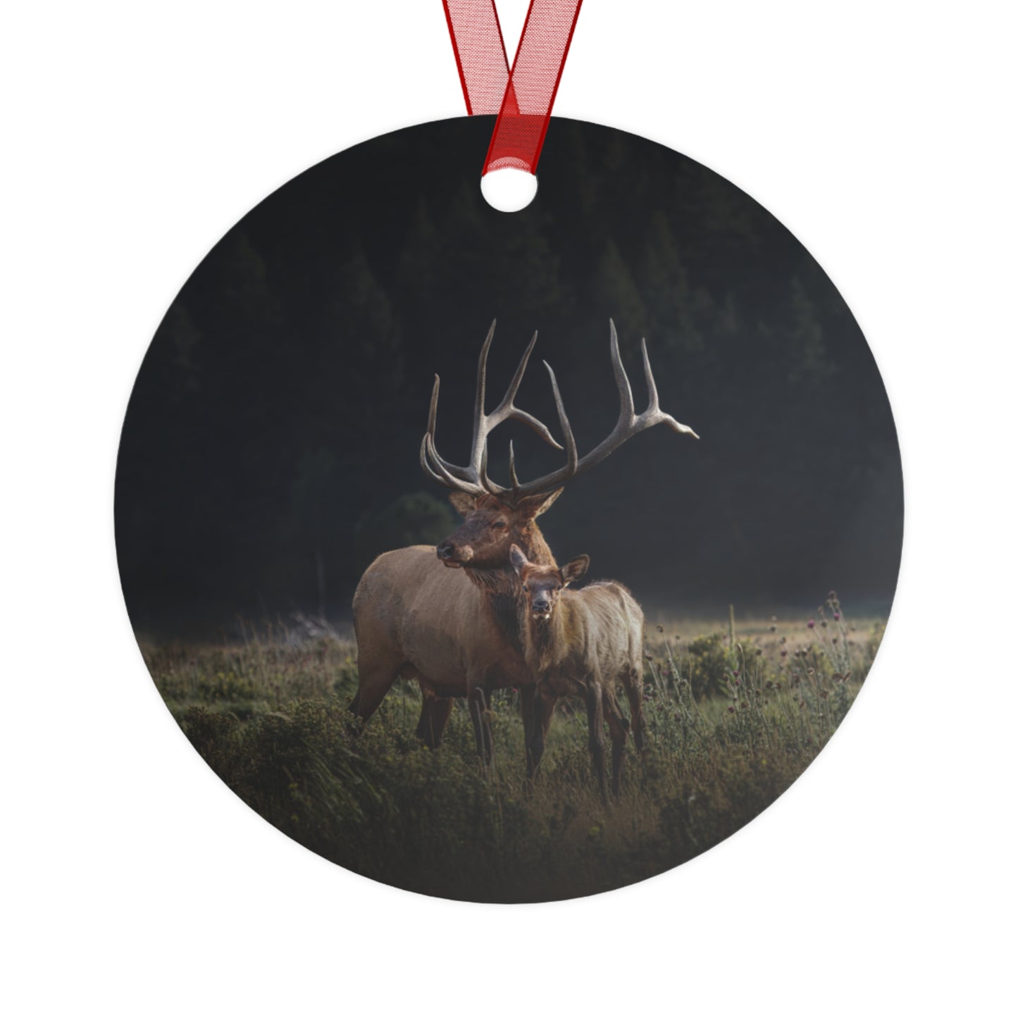 "GENERATIONS" Bull Elk - Metal Christmas Tree Ornament